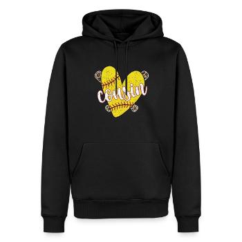 Stolzer Softball-Cousin Eines Softballspielers - Männer Premium Bio Hoodie - Schwarz - Vorne - Nico (187cm)