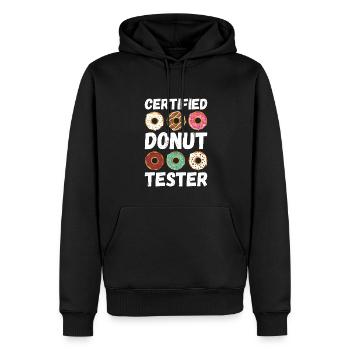 Certified Donut Tester - Lustiger Donut - Männer Premium Bio Hoodie - Schwarz - Vorne - Nico (187cm)