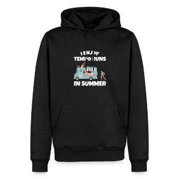 I Enjoy Tempo Runs In The Heat - Marathonläuferin - Männer Premium Bio Hoodie - Schwarz - Vorne - Nico (187cm)