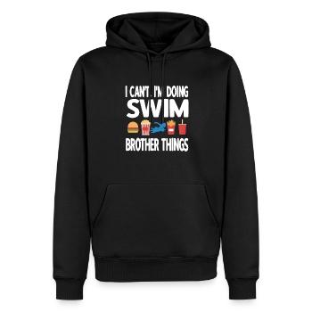 Fier frère nageur Frère d’un nageur - Sweat à capuche Premium bio Homme - noir - Devant - Nico (187cm)