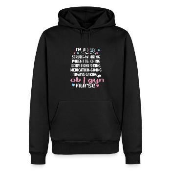 OB GYN Infirmière Obstétrique Gynécologie - Sweat à capuche Premium bio Homme - noir - Devant - Nico (187cm)