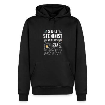 Just A Steminist Who Likes Pi-zza, Funny Steminist - Männer Premium Bio Hoodie - Schwarz - Vorne - Nico (187cm)