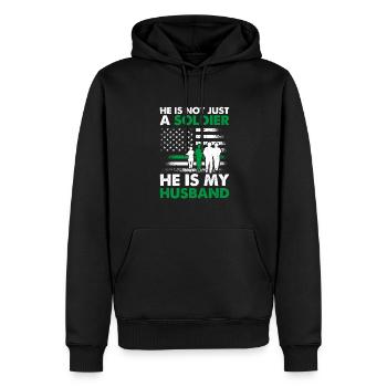 He Is Not Just A Soldier He Is My Husband Soldat - Männer Premium Bio Hoodie - Schwarz - Vorne - Nico (187cm)