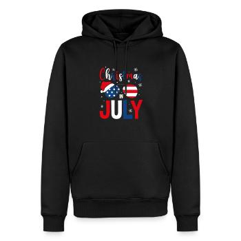 Noël patriotique en juillet Weinachten Juli - Sweat à capuche Premium bio Homme - noir - Devant - Nico (187cm)
