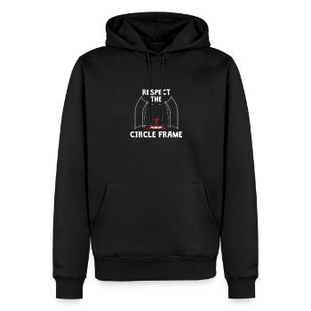 Respect The Circle Frame, Discus Throw Man - Men’s Premium Organic Hoodie - black - Front - Nico (187cm)