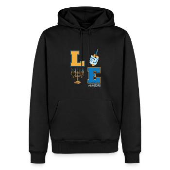 Love Hanukkah, Jüdische Dreidel Menora Chanukka - Männer Premium Bio Hoodie - Schwarz - Vorne - Nico (187cm)