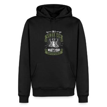 I'm A Veteran What's Your Superpower, Veteran - Männer Premium Bio Hoodie - Schwarz - Vorne - Nico (187cm)