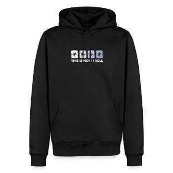 This Is How I Roll, Winter Sport Snowboarding - Men’s Premium Organic Hoodie - black - Front - Nico (187cm)