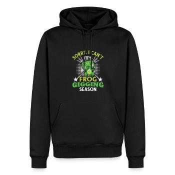 Sorry I Can't It's Frog Gigging Season Frog Hunter - Men’s Premium Organic Hoodie - black - Front - Nico (187cm)