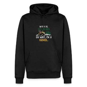 Woo hoo c’est vendredi oh attends je suis agriculteur - Sweat à capuche Premium bio Homme - noir - Devant - Nico (187cm)