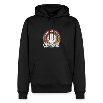 Easily Distracted By Watches, Lustig Uhrensammler - Männer Premium Bio Hoodie - Schwarz - Vorne - Nico (187cm)