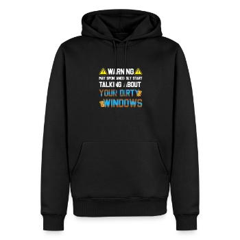 Peut commencer à parler de nettoyant pour vitres sale - Sweat à capuche Premium bio Homme - noir - Devant - Nico (187cm)