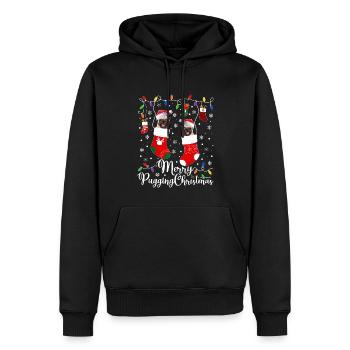 Carlin Cadeaux de Noël Pug Fête Pug Lover - Sweat à capuche Premium bio Homme - noir - Devant - Nico (187cm)