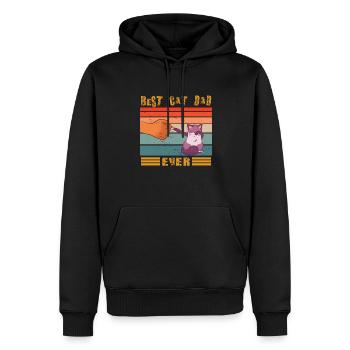 Cat Papa Design pour les amoureux des chats - Sweat à capuche Premium bio Homme - noir - Devant - Nico (187cm)