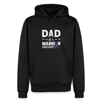Papa d’un guerrier, Ruban rouge et bleu HLHS Sensibilisation - Sweat à capuche Premium bio Homme - noir - Devant - Nico (187cm)