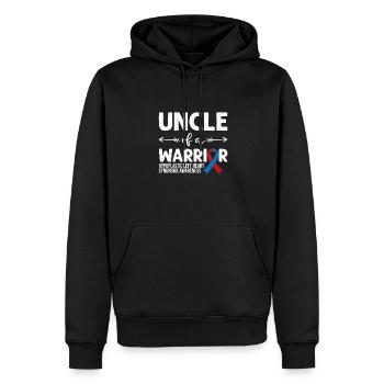 Oncle d’un guerrier, ruban rouge et bleu HLHS - Sweat à capuche Premium bio Homme - noir - Devant - Nico (187cm)