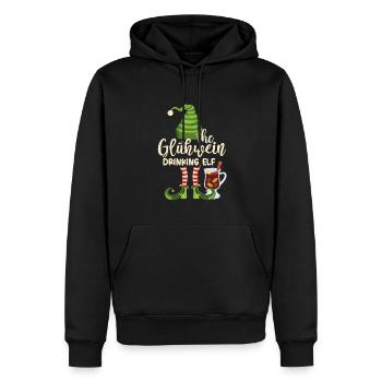 The Gluehwein Drinking Elf, Mulled Wine Christmas - Männer Premium Bio Hoodie - Schwarz - Vorne - Nico (187cm)