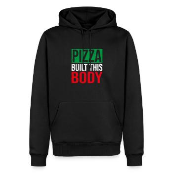 Pizza Built This Body, drôle d’amateur de pizza - Sweat à capuche Premium bio Homme - noir - Devant - Nico (187cm)