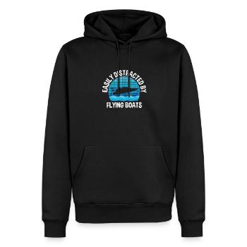 Facilement distrait par les bateaux volants Course de bateaux de dragster - Sweat à capuche Premium bio Homme - noir - Devant - Nico (187cm)