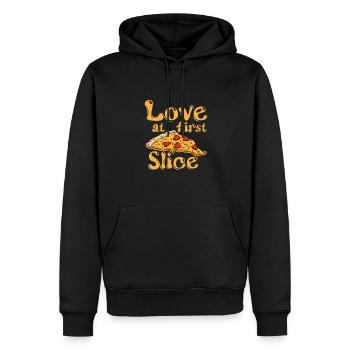 Love At First Slice, Pizza Liebhaber - Männer Premium Bio Hoodie - Schwarz - Vorne - Nico (187cm)