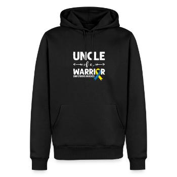 Uncle Of A Warrior, Schleife Downsyndrom - Männer Premium Bio Hoodie - Schwarz - Vorne - Nico (187cm)