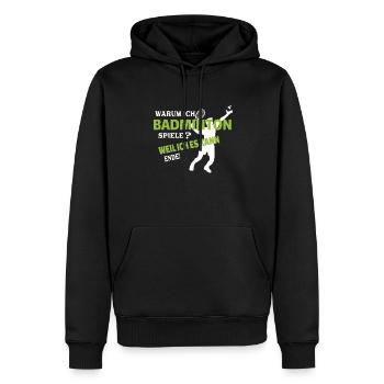 Badminton Geschenkidee Sport Design - Männer Premium Bio Hoodie - Schwarz - Vorne - Nico (187cm)