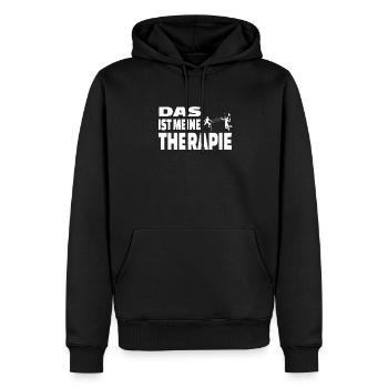 Badminton Geschenkidee Sport Design - Männer Premium Bio Hoodie - Schwarz - Vorne - Nico (187cm)