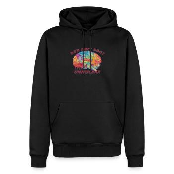 Badminton Geschenkidee Sport Design - Männer Premium Bio Hoodie - Schwarz - Vorne - Nico (187cm)