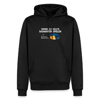 Badminton Geschenkidee Sport Design - Männer Premium Bio Hoodie - Schwarz - Vorne - Nico (187cm)