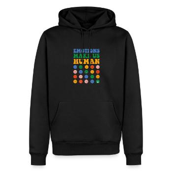 Les émotions nous rendent humains, la santé mentale - Sweat à capuche Premium bio Homme - noir - Devant - Nico (187cm)
