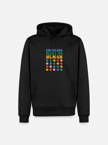 Emotions Make Us Human, psychische Gesundheit - Männer Premium Bio Hoodie - Schwarz