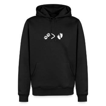 Dogs Over Children, chien sans enfant - Sweat à capuche Premium bio Homme - noir - Devant - Nico (187cm)