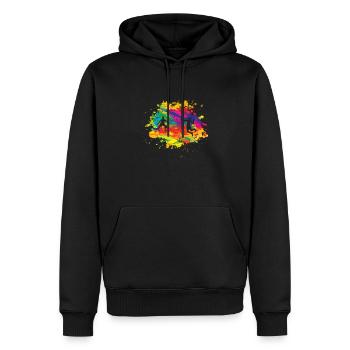 Badminton Geschenkidee Sport Design - Männer Premium Bio Hoodie - Schwarz - Vorne - Nico (187cm)