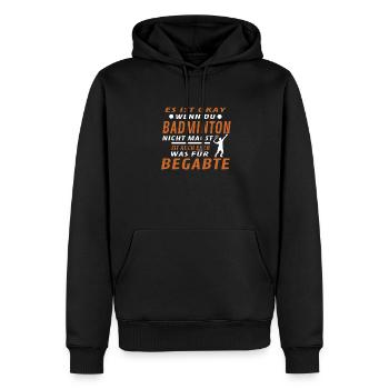 Badminton Geschenkidee Sport Design - Männer Premium Bio Hoodie - Schwarz - Vorne - Nico (187cm)