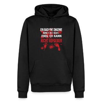 Badminton Geschenkidee Sport Design - Männer Premium Bio Hoodie - Schwarz - Vorne - Nico (187cm)