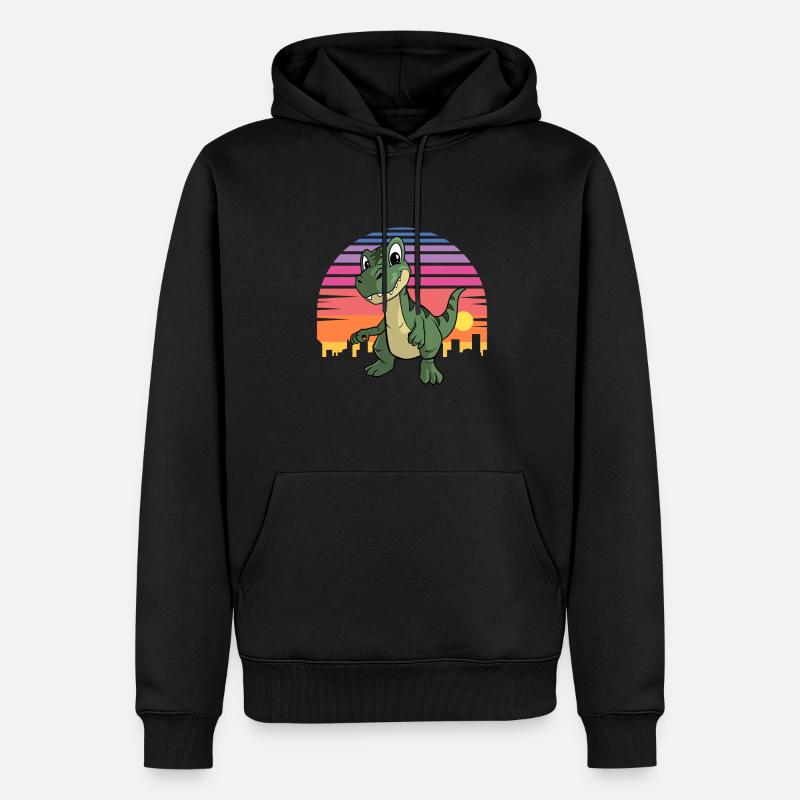 Dinosaurier Sunset T-Rex - Männer Premium Bio Hoodie - Schwarz