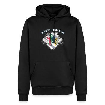 Basketball Geschenkidee Sport Design - Männer Premium Bio Hoodie - Schwarz - Vorne - Nico (187cm)