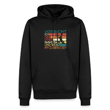 Basketball Geschenkidee Sport Design - Männer Premium Bio Hoodie - Schwarz - Vorne - Nico (187cm)