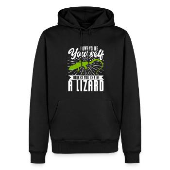 Eidechse Reptil Herpetologie Herpetologe - Männer Premium Bio Hoodie - Schwarz - Vorne - Nico (187cm)