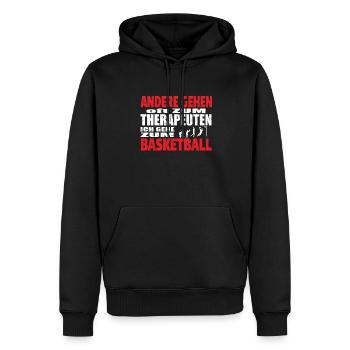 Basketball Geschenkidee Sport Design - Männer Premium Bio Hoodie - Schwarz - Vorne - Nico (187cm)