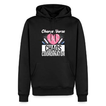 Charge Nurse Herzschlag Stethoskop Krankenpflege - Männer Premium Bio Hoodie - Schwarz - Vorne - Nico (187cm)