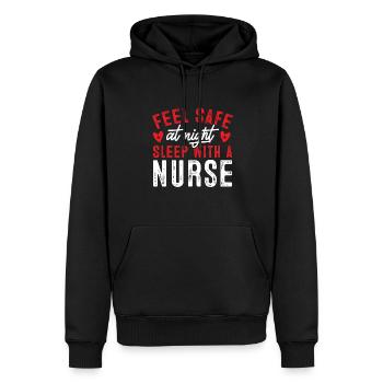 Dormir en toute sécurité avec une infirmière la nuit - Sweat à capuche Premium bio Homme - noir - Devant - Nico (187cm)