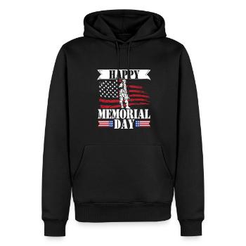 Controverse sur le drapeau américain du Happy Memorial Day - Sweat à capuche Premium bio Homme - noir - Devant - Nico (187cm)