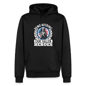 Commémoration du Memorial Day de nos héros tombés au combat - Sweat à capuche Premium bio Homme - noir - Devant - Nico (187cm)