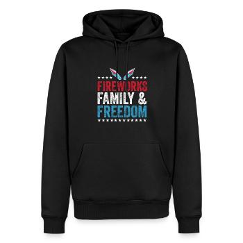 Feux d’artifice du Memorial Day le 4 juillet Famille et Freihe - Sweat à capuche Premium bio Homme - noir - Devant - Nico (187cm)