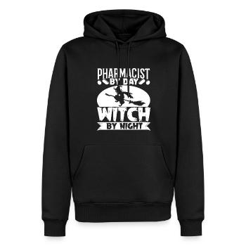 Pharmacien pharmacien le jour sorcière la nuit bonjour - Sweat à capuche Premium bio Homme - noir - Devant - Nico (187cm)