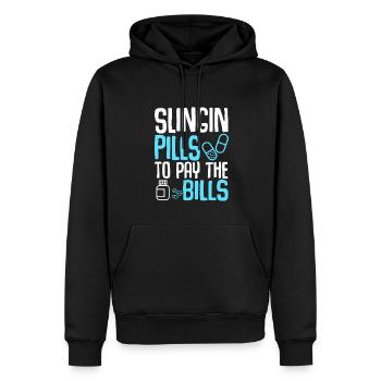 Pilules Slingin pour payer les factures pharmacien pharmacie - Sweat à capuche Premium bio Homme - noir - Devant - Nico (187cm)