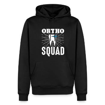 Ortho Squad Orthodontiste Orthodontie Zahnä - Sweat à capuche Premium bio Homme - noir - Devant - Nico (187cm)