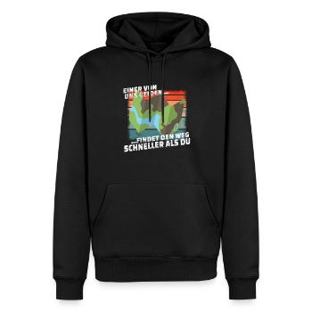 Hiking Accessories Wanderer Motif - Men’s Premium Organic Hoodie - black - Front - Nico (187cm)