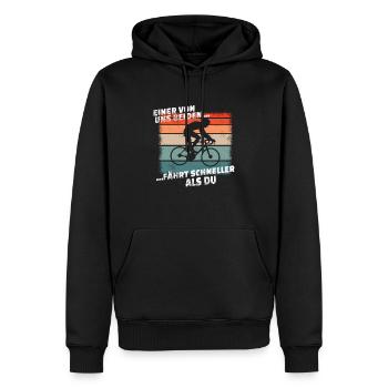 Fahrrad Zubehör Radfahrer Motiv - Männer Premium Bio Hoodie - Schwarz - Vorne - Nico (187cm)